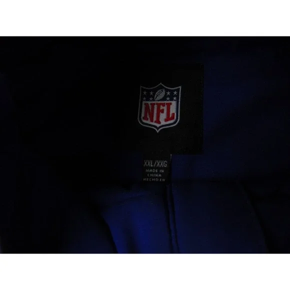 New York Giants Jacket Mens 2XL Blue Solid Softshell Hooded NFL Full Zip Coat